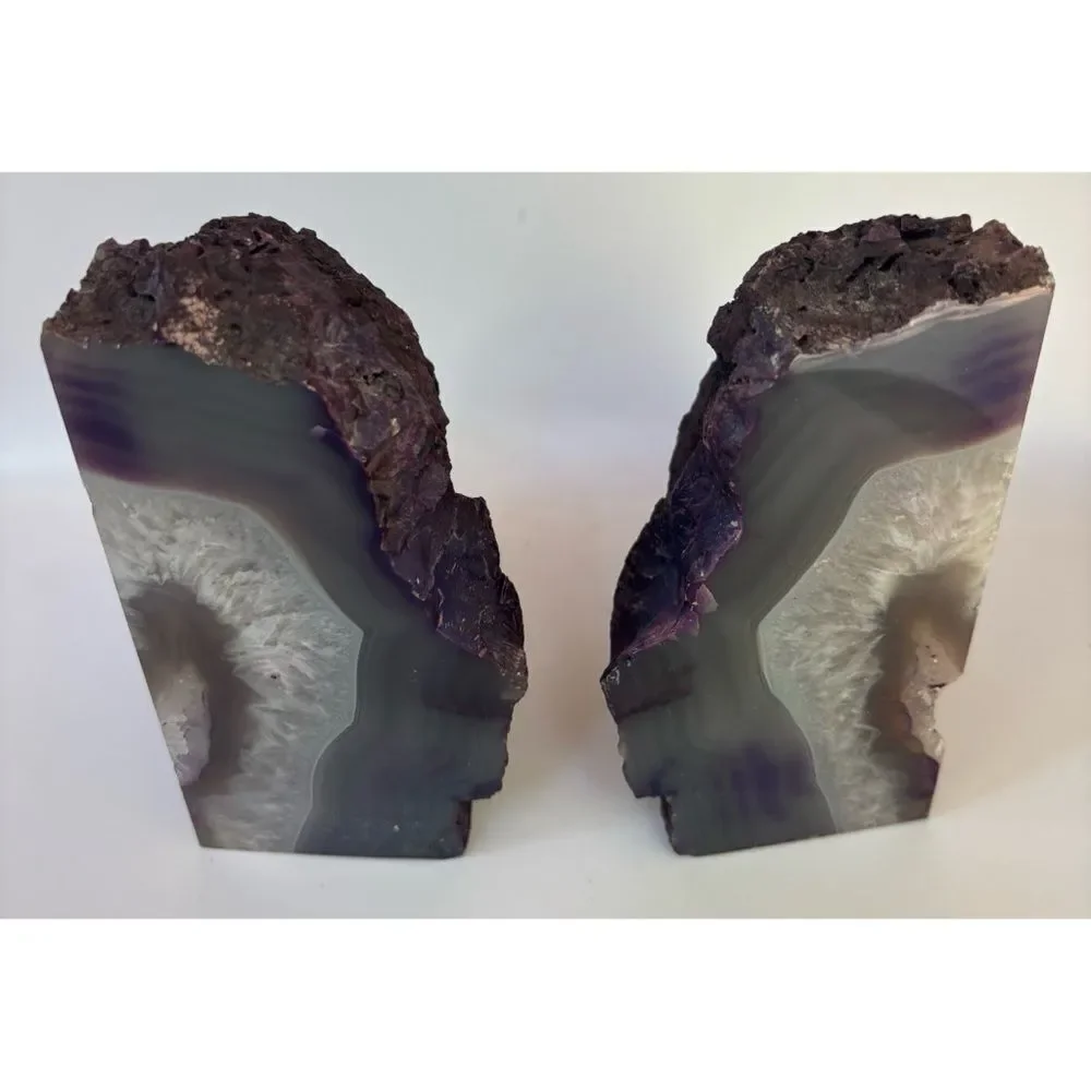 Vintage West Elm Natural Agate Druzy Bookends
